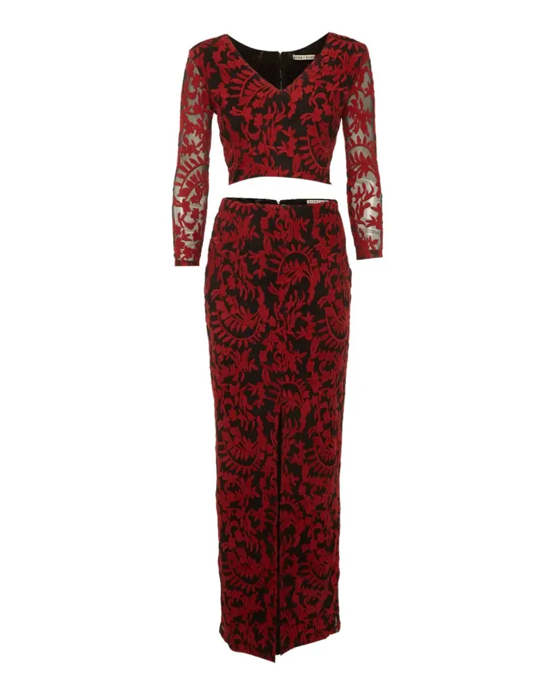 Alice + Olivia Set aus besticktem Rock und Oberteil - Rot Rot