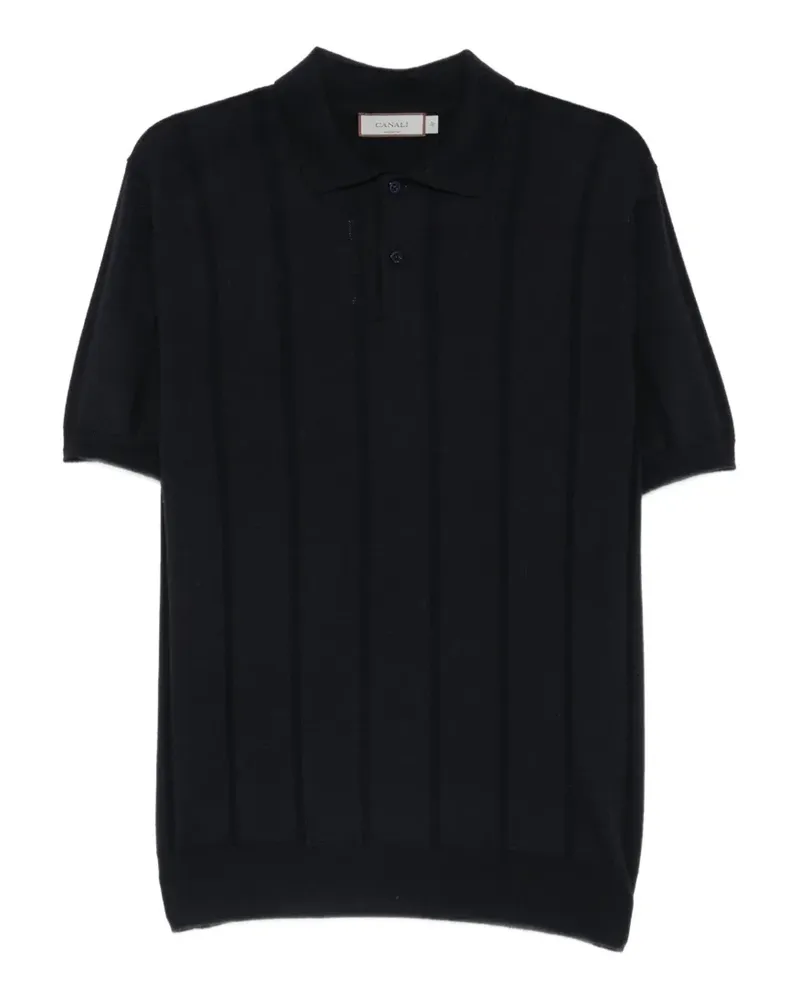Canali Poloshirt aus geripptem Strick - Schwarz Schwarz