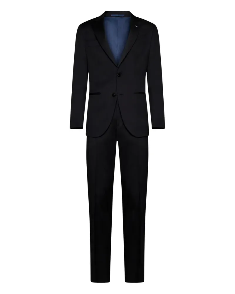 D4.0 Einreihiger Anzug mit fallendem Revers - Schwarz Schwarz