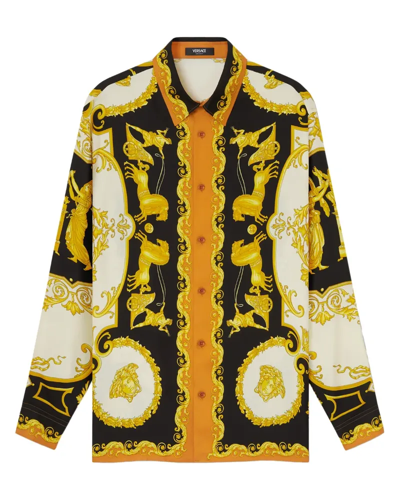 Versace Seidenhemd mit Barocco-Print - Schwarz Schwarz