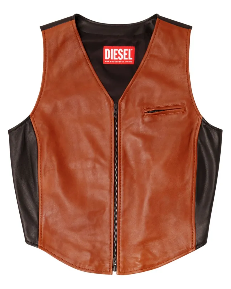 Diesel L-Ustra Oberteil aus Leder - Braun Braun
