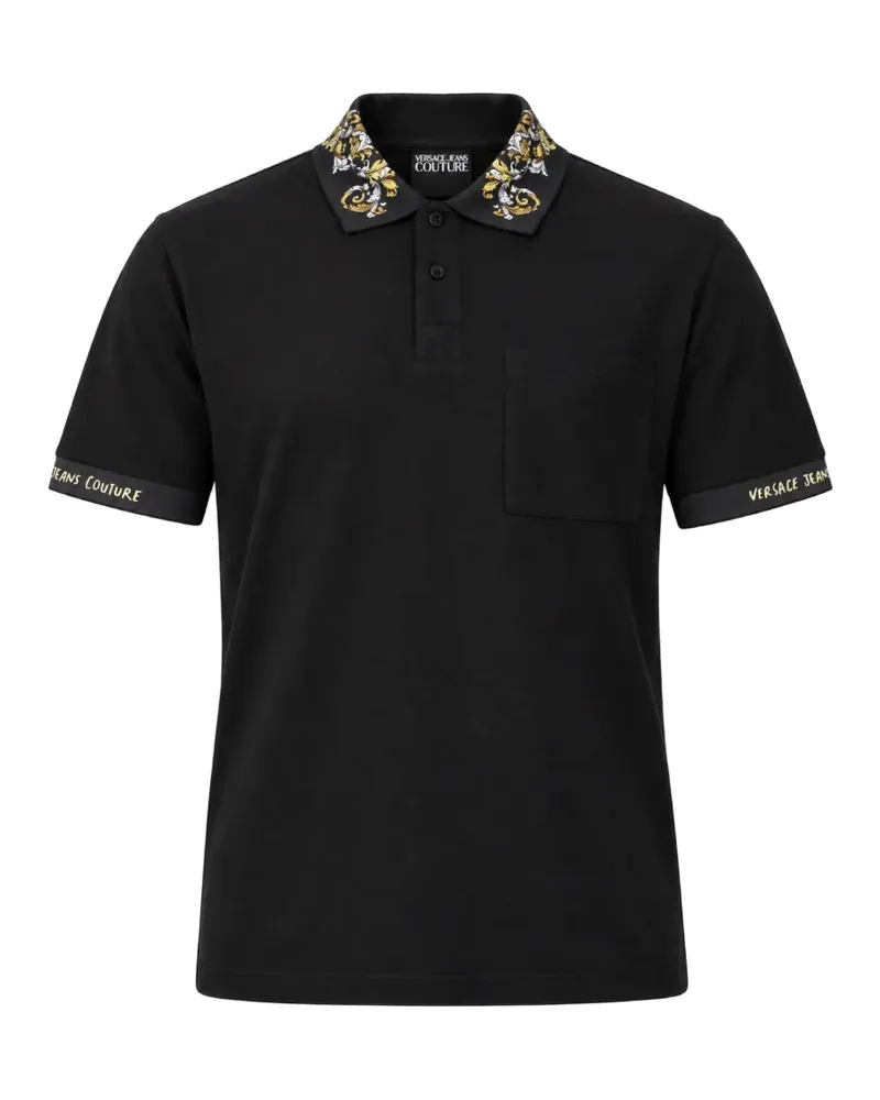 Versace Poloshirt mit Barocco-Print und Logo-Stickerei - Schwarz Schwarz