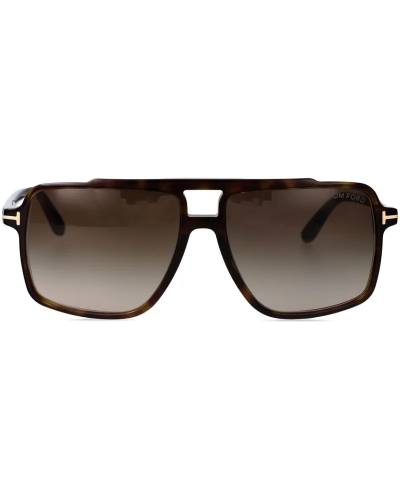 Tom Ford Sonnenbrille mit Oversized-Gestell - Schwarz Schwarz