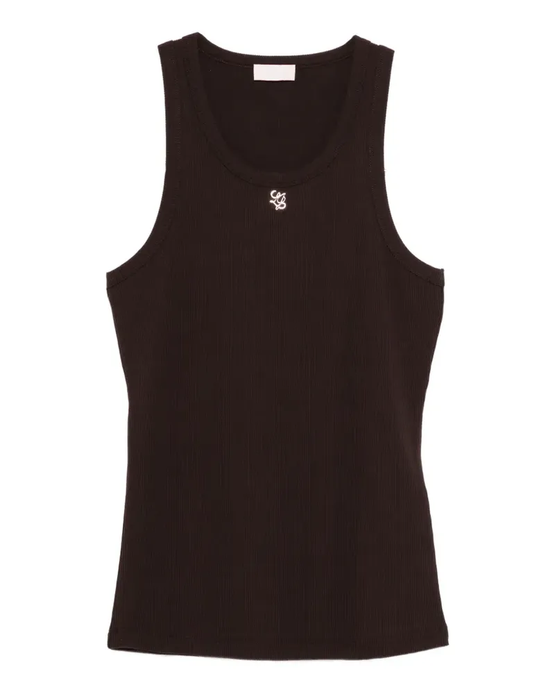 Liu Jo Geripptes Trägershirt mit Logo - Braun Braun
