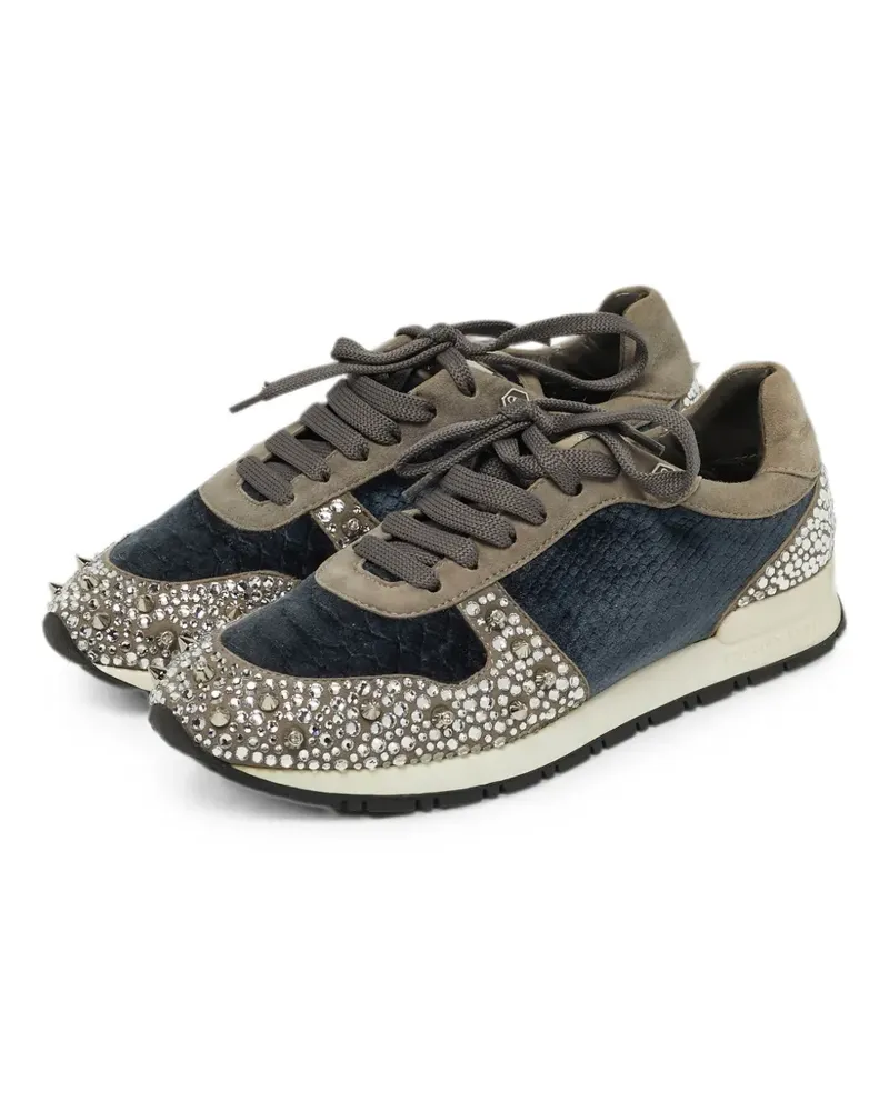 Philipp Plein crystal-embellished lace-up sneakers - Nude Nude