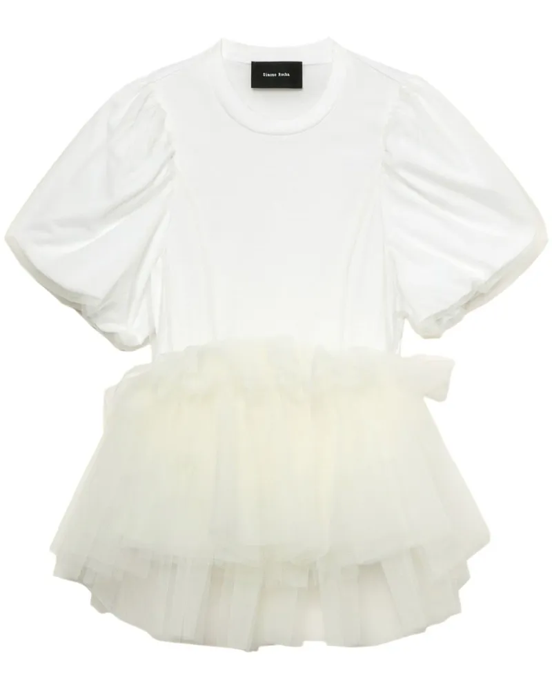 Simone Rocha T-Shirt mit Tüllsaum - Weiß Weiß