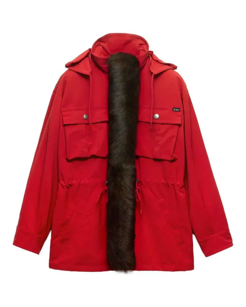Prada Parka aus Funktionsstoff mit Shearling-Besatz - Rot Rot