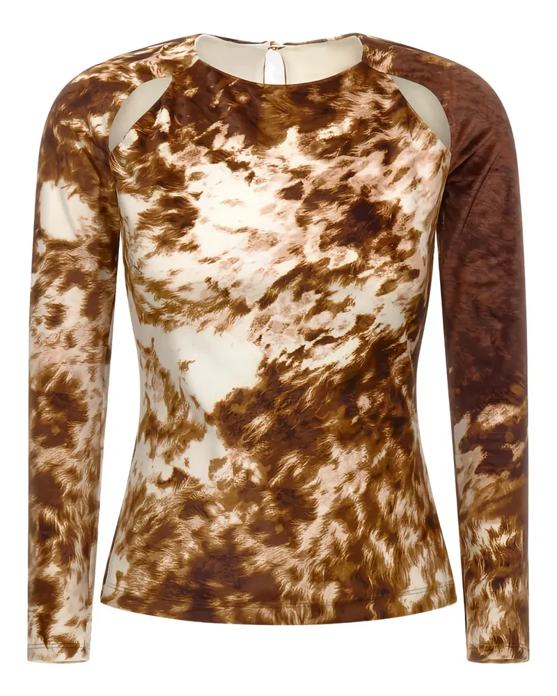 Roberto Cavalli Langarmshirt mit Cut-Out-Print - Braun Braun