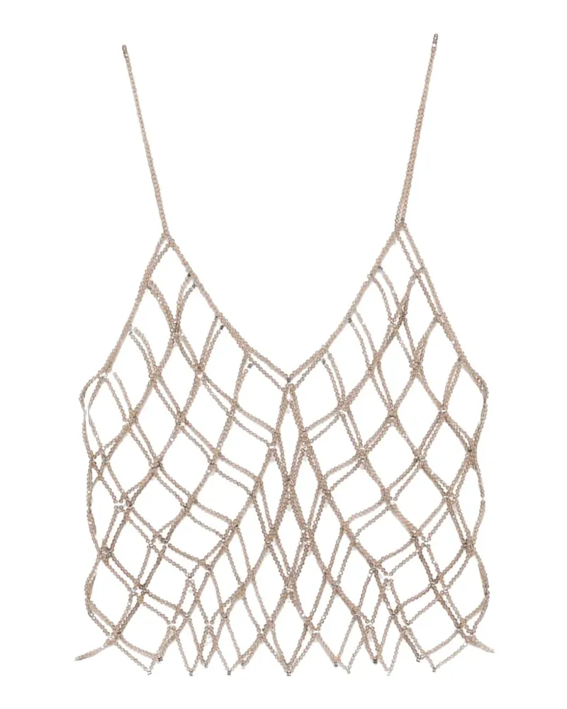 PANICALE Cashmere bead-embellished sleeveless top - Braun Braun