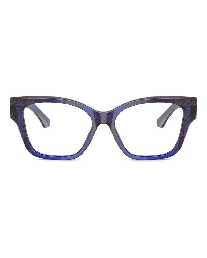 Burberry Eckige Brille mit Karomuster - Blau Blau