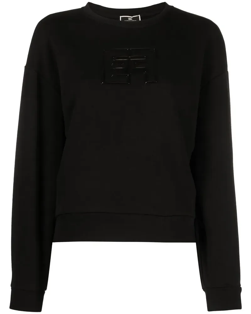 Elisabetta Franchi T-Shirt mit Logo-Prägung - Schwarz Schwarz