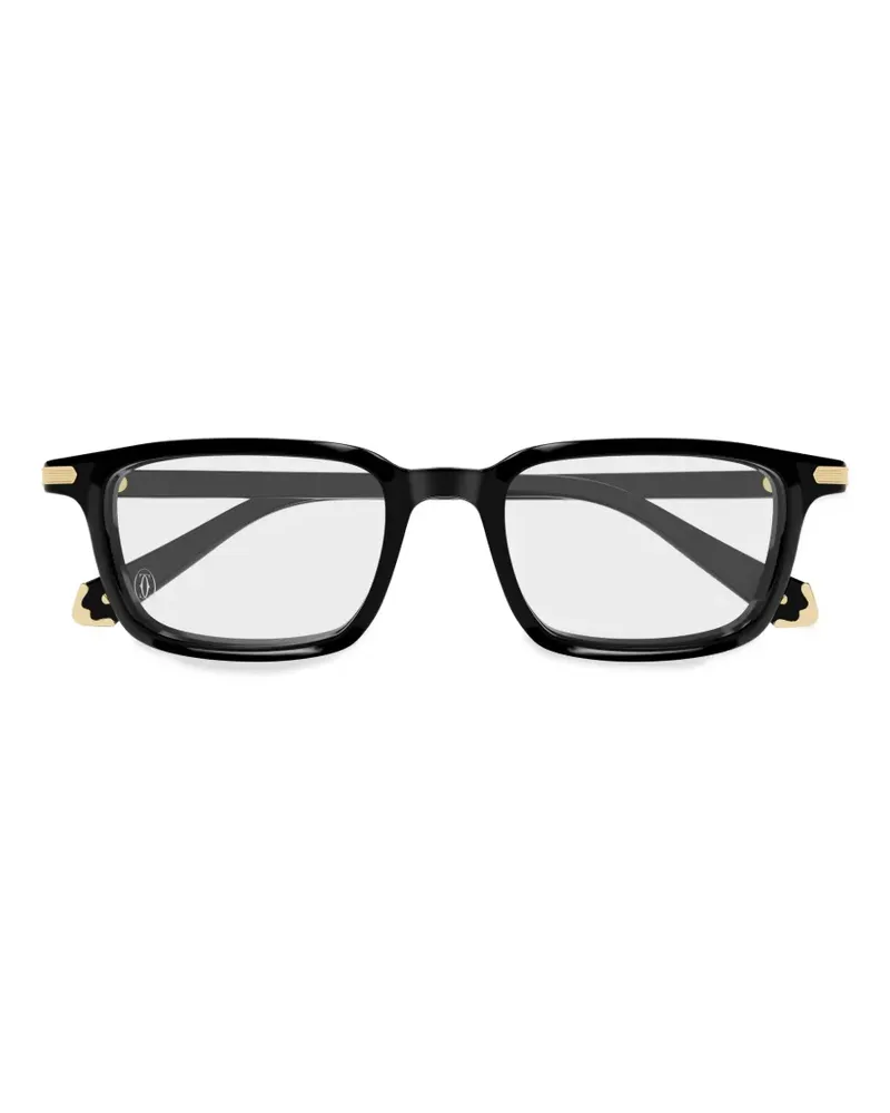 Cartier logo-plaque rectangle-frame glasses - Schwarz Schwarz
