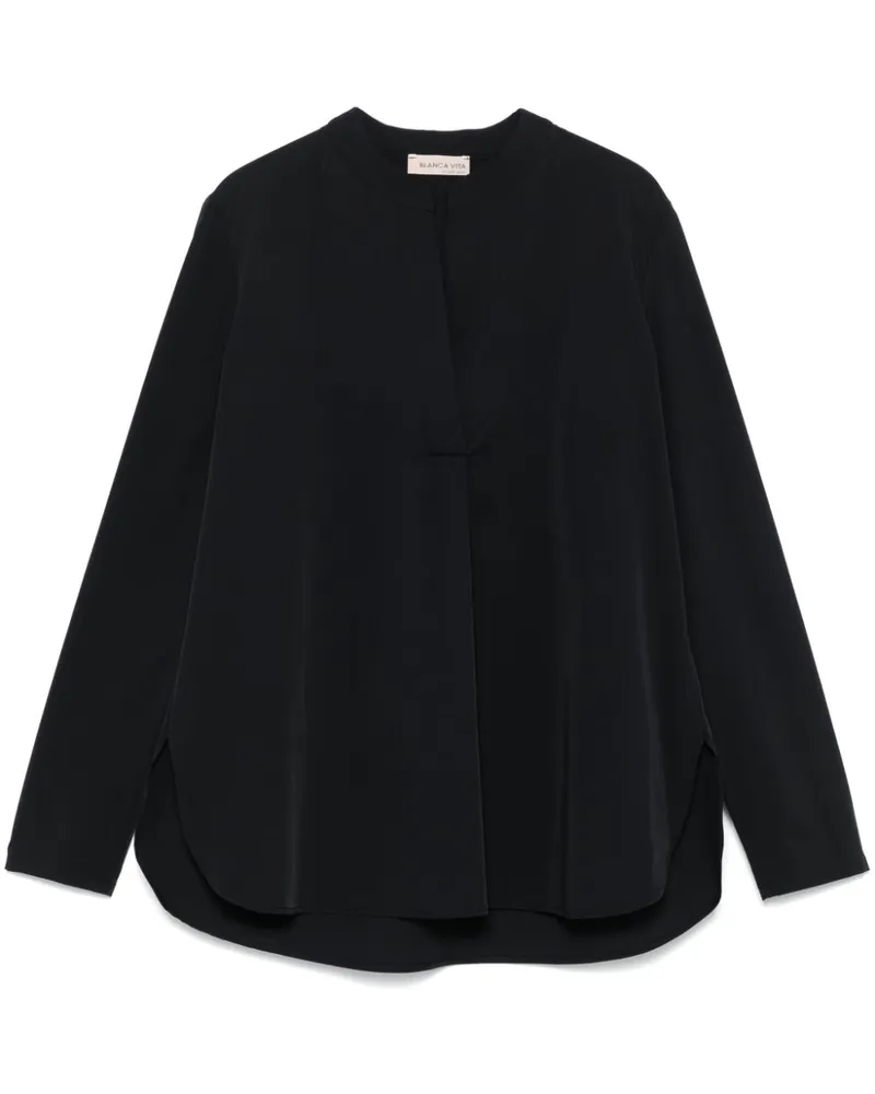 Blanca Bluse mit Stehkragen - Schwarz Schwarz