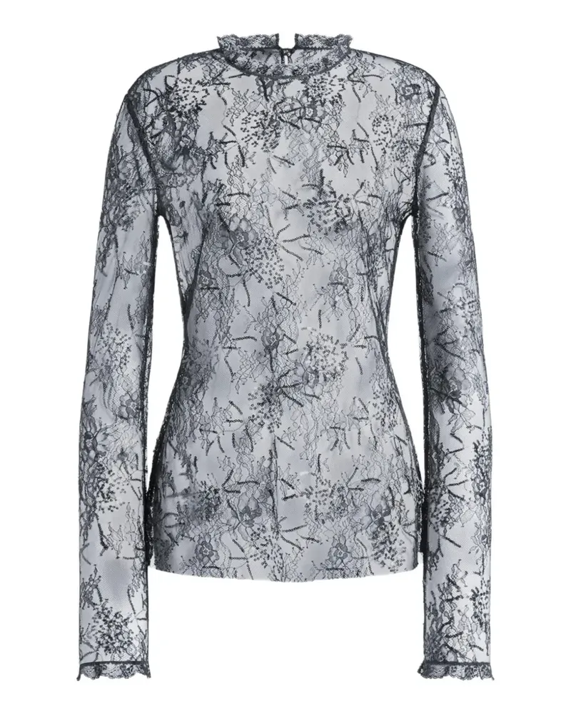 Alberta Ferretti embroidered sequin-embellished lace blouse - Schwarz Schwarz