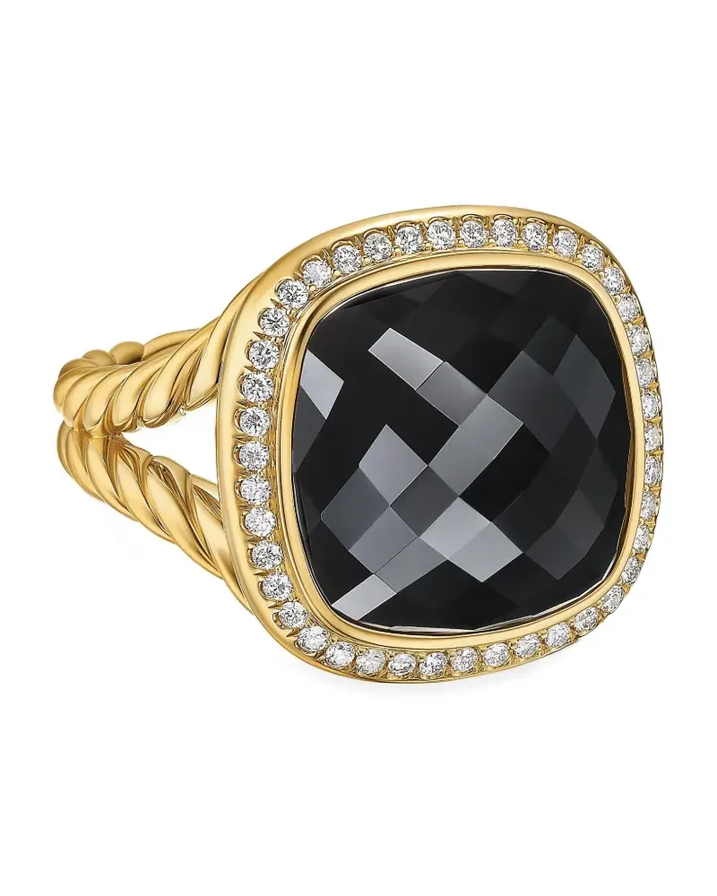 David Yurman 18kt Albion Gelbgoldring mit Onyx und Diamanten (15mm Gold