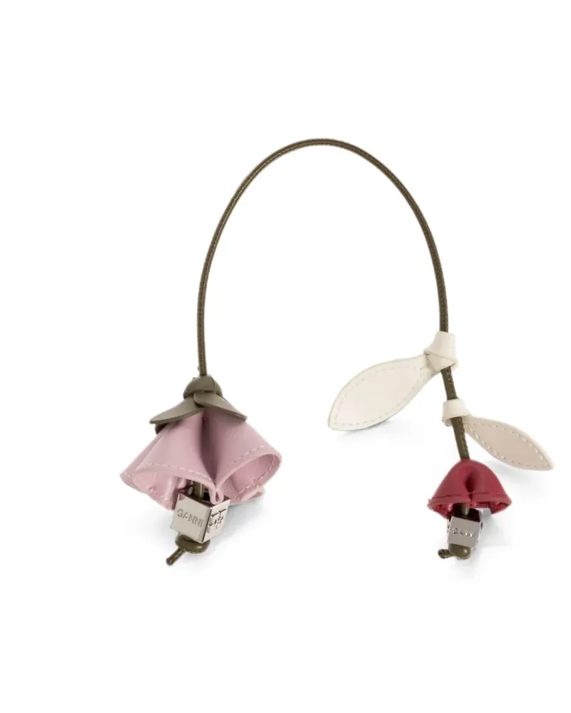 Ganni Taschenanhänger mit Blumenmotiv - Rosa Rosa