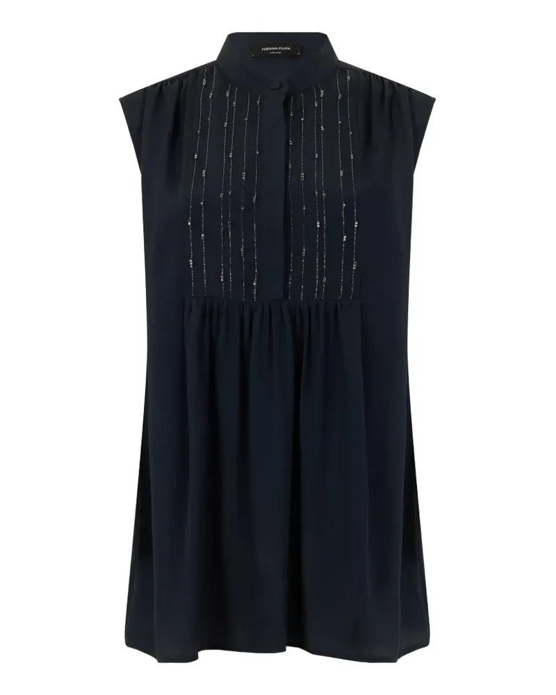 Fabiana Filippi bead-embellished pleated blouse - Blau Blau