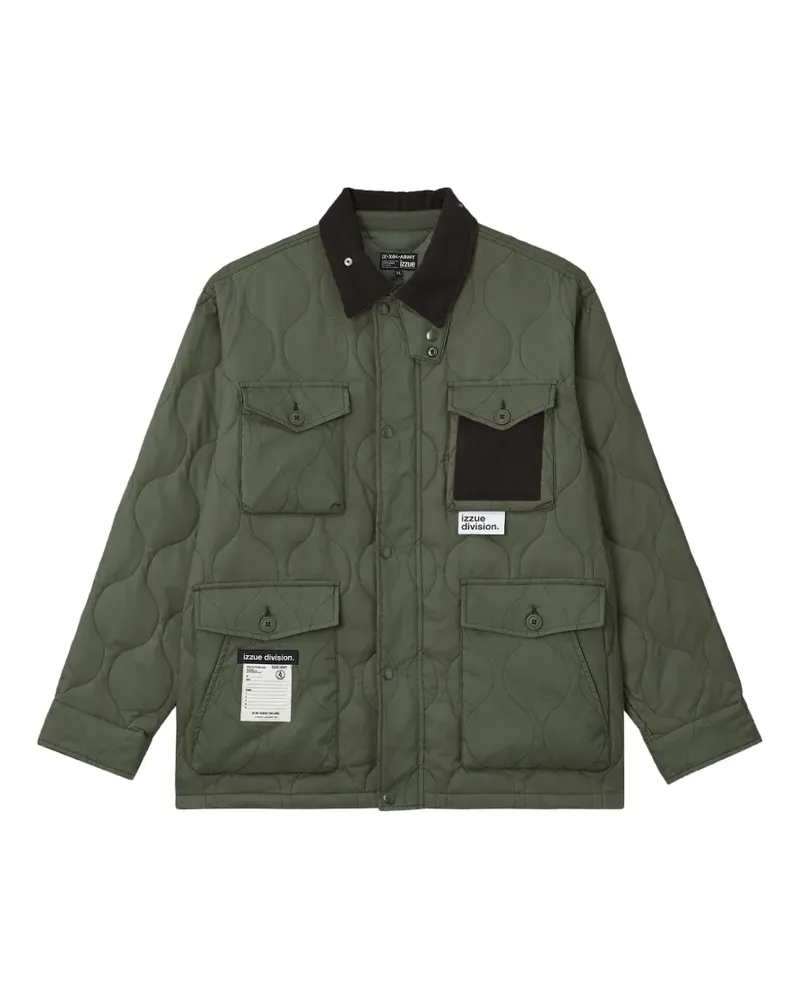 Izzue Steppjacke mit Cordkragen - Grün Grün