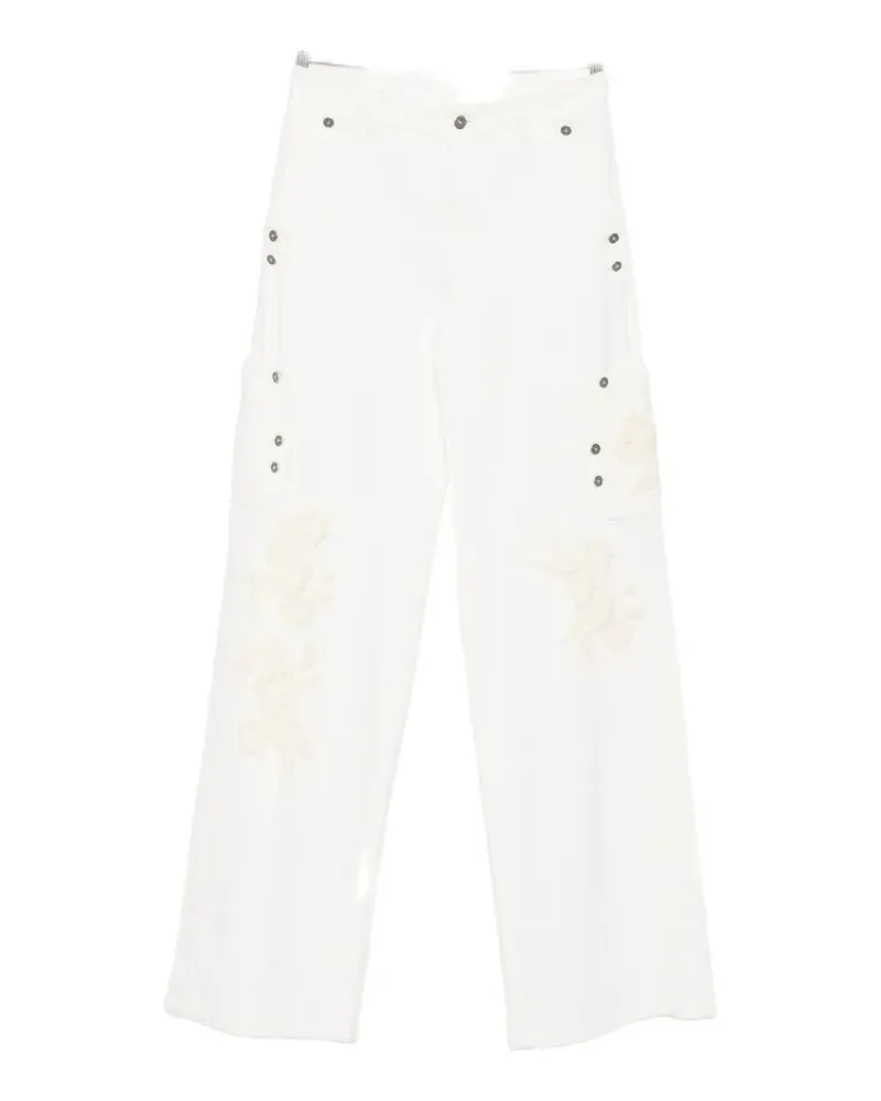Ermanno Scervino floral-embroidered pocket trousers - Weiß Weiß