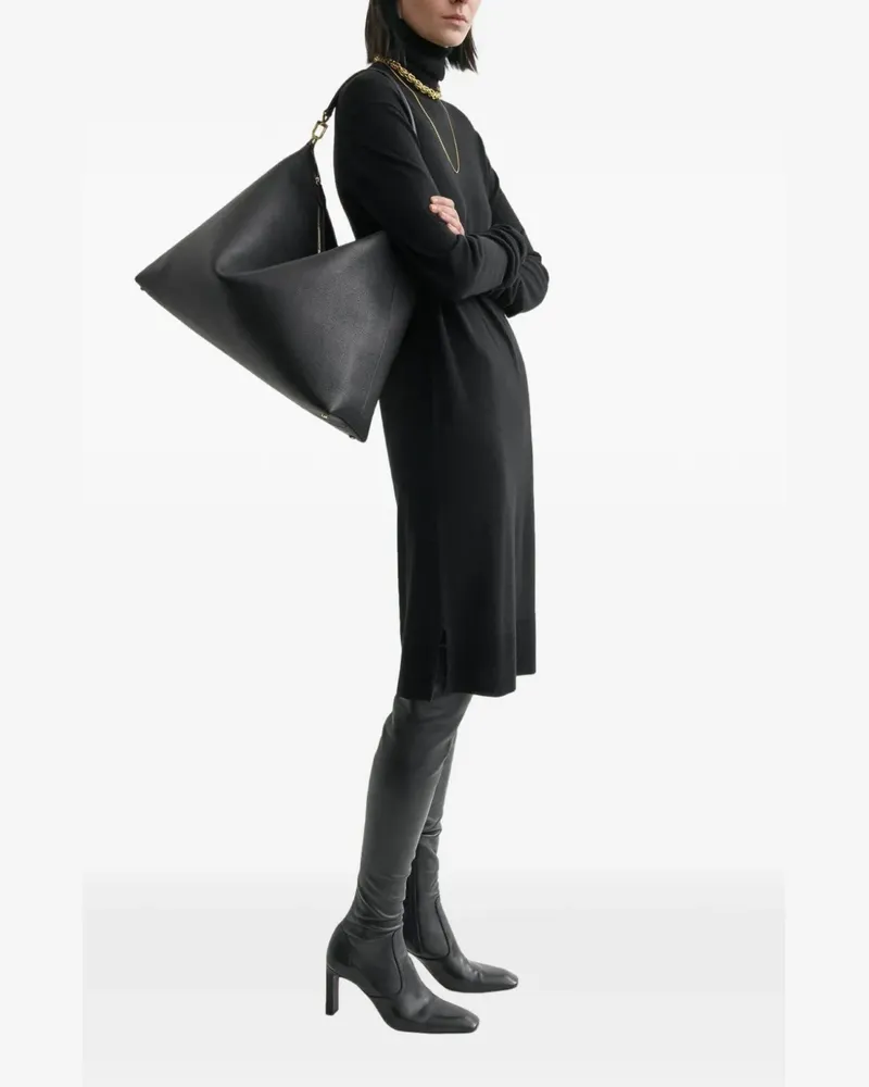 Totême Bevel Tote Bag aus gekörntem Leder - Schwarz Schwarz