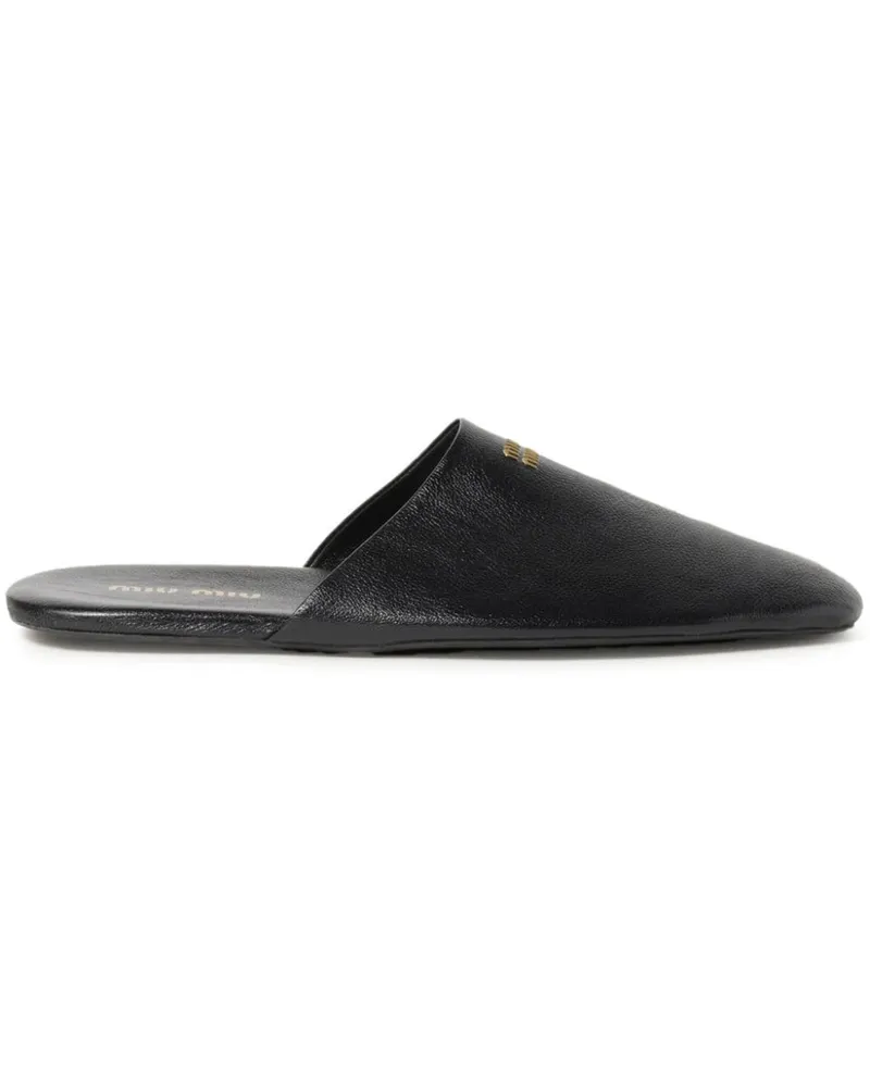 Miu Miu Slipper aus Leder - Schwarz Schwarz