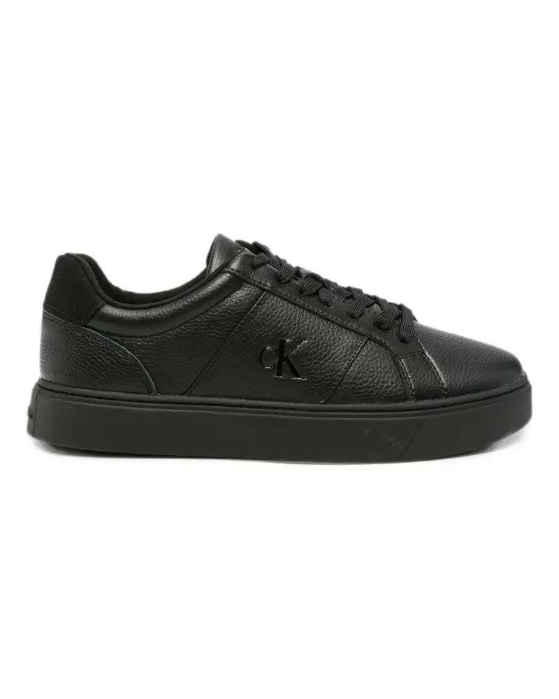 Calvin Klein logo-plaque pebbled leather sneakers - Schwarz Schwarz