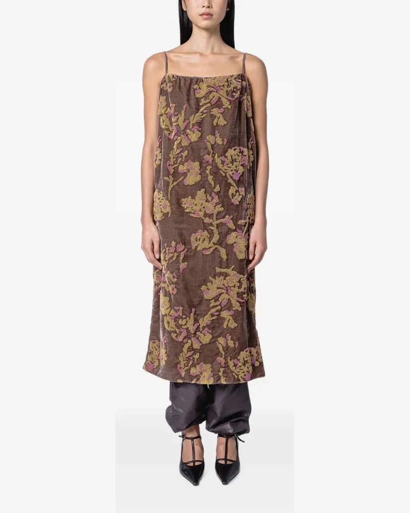 Muller of Yoshiokubo embroidered I-line midi dress - Braun Braun