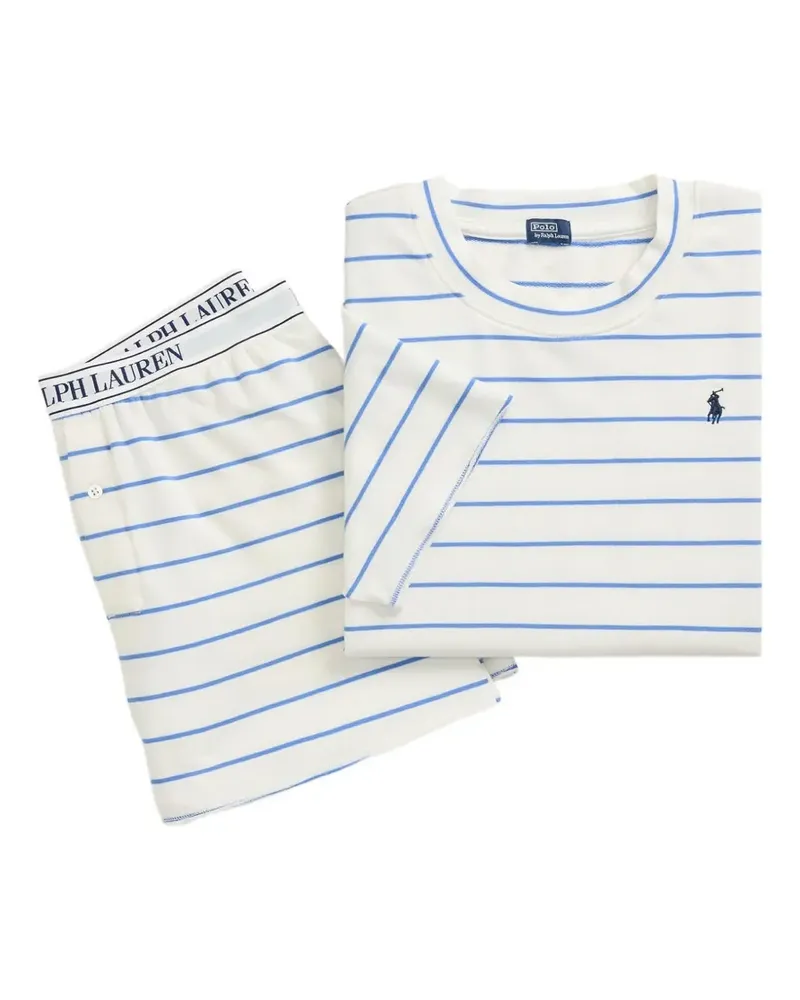 Ralph Lauren Gestreifter Pyjama mit Logo-Bund - Weiß Weiß