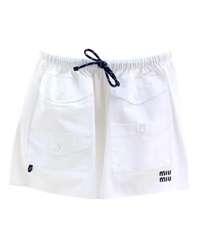 Miu Miu patch-pocket drawstring mini skirt - Weiß Weiß