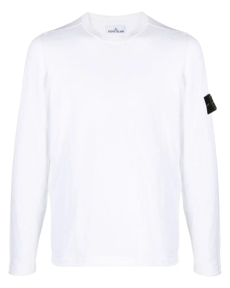 Stone Island Jerseystrick-Pullover mit Kompass-Patch - Weiß Weiß