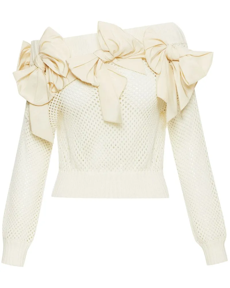Oscar de la Renta Verzierter Pullover - Weiß Weiß