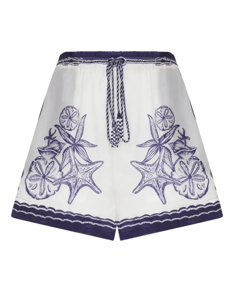 FARM Rio Coast Scarf starfish-print shorts - Weiß Weiß