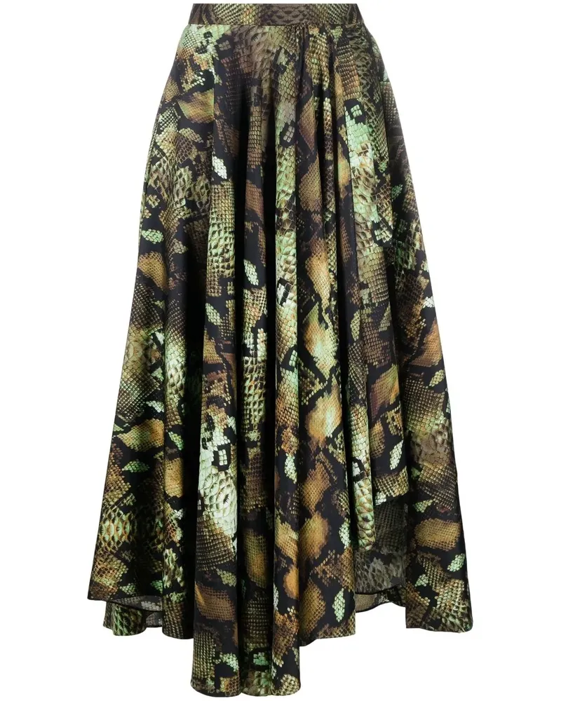 Roberto Cavalli Faltenrock mit Schlangenleder-Print - Nude Nude
