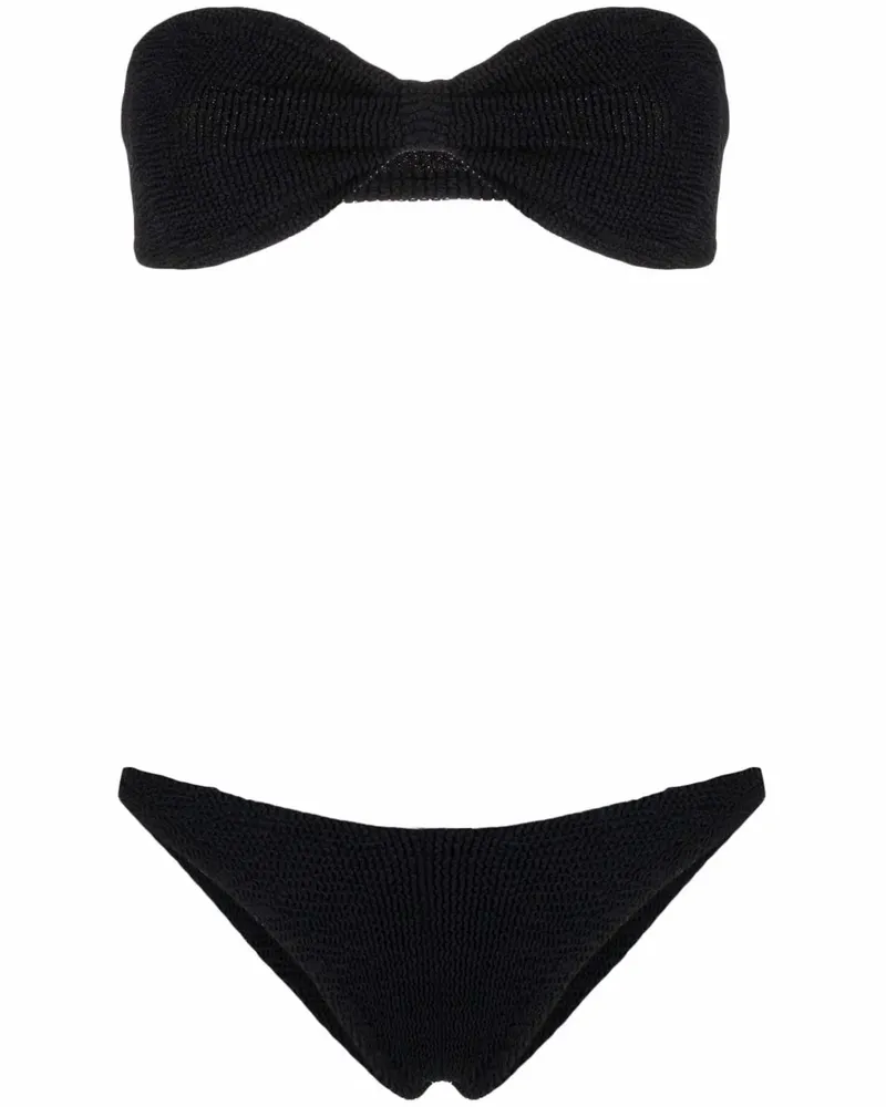Hunza G Jean Bandeau-Bikini mit Knitteroptik - Schwarz Schwarz