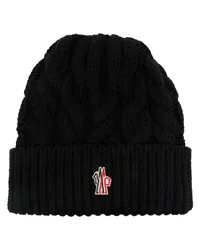 Moncler Beanie mit Zopfmuster Schwarz