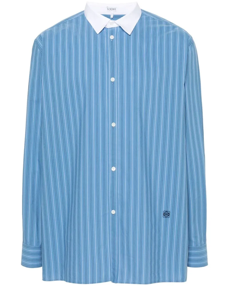 Loewe Hemd mit gestreiftem Kontrastkragen - Blau Blau