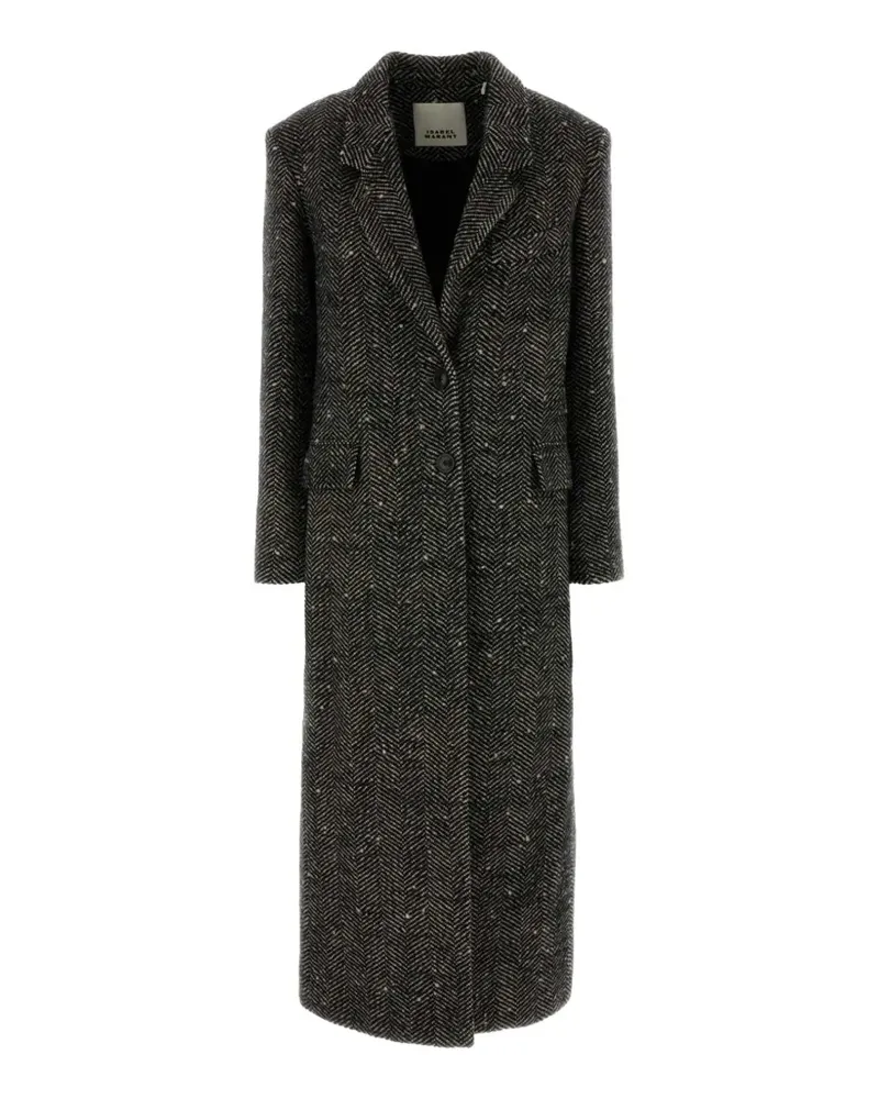 Isabel Marant Ealine Mantel mit Fischgrätenmuster - Schwarz Schwarz