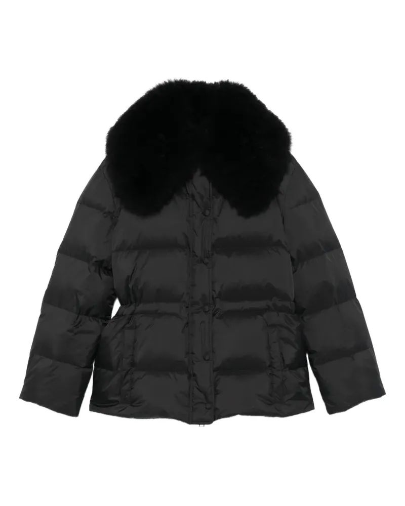 Yves Salomon fur-trim shawl-collar jacket - Schwarz Schwarz