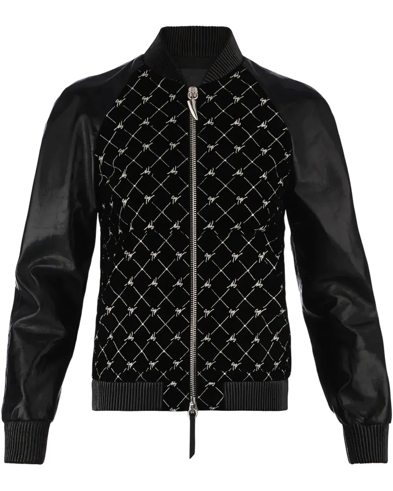 Giuseppe Zanotti Bomberjacke mit Monogrammmuster - Schwarz Schwarz
