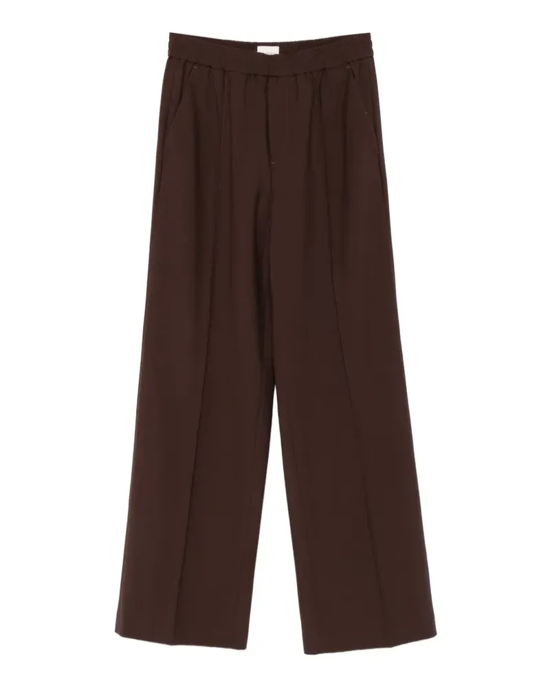Closed elasticated-waistband pressed-crease trousers - Braun Braun