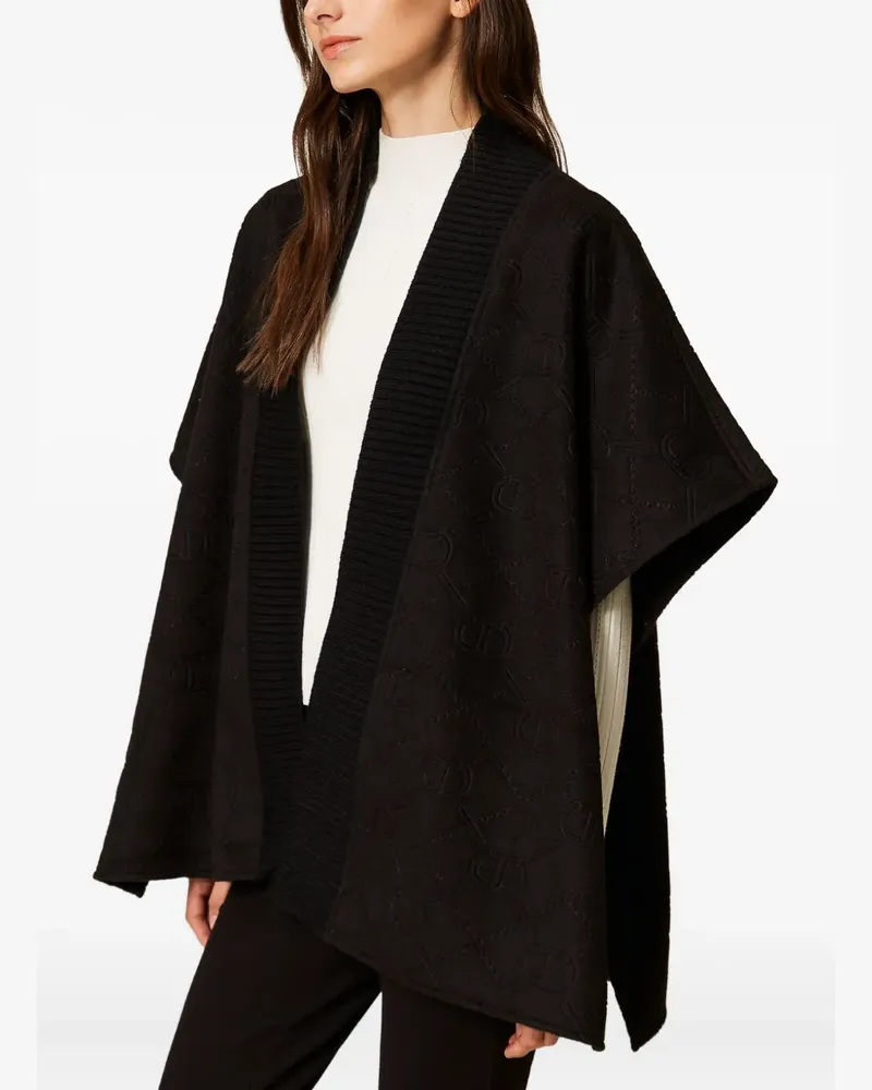 Twin-Set Poncho mit Oval T-Logo - Schwarz Schwarz