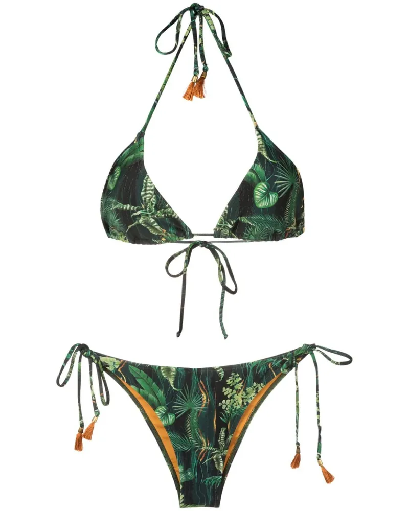 Lygia & Nanny Maya Triangel-Bikini mit Blatt-Print - Grün Grün