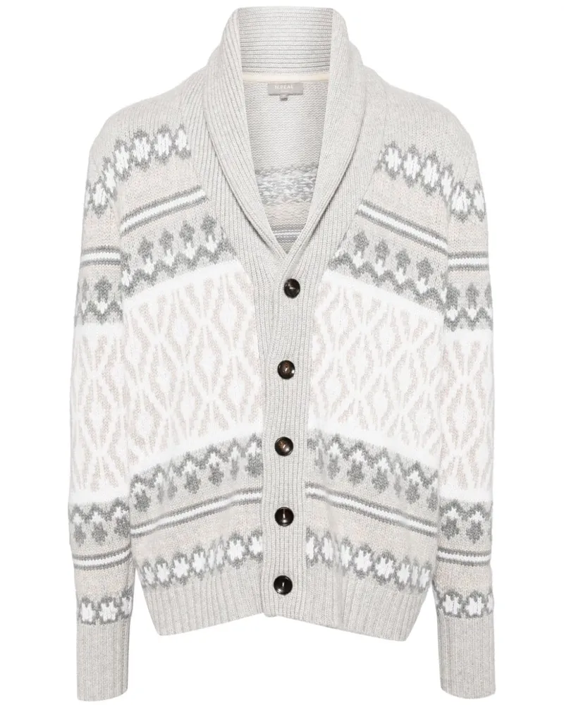 N.Peal Jacquard Shawl Cardigan aus Kaschmir - Grau Grau