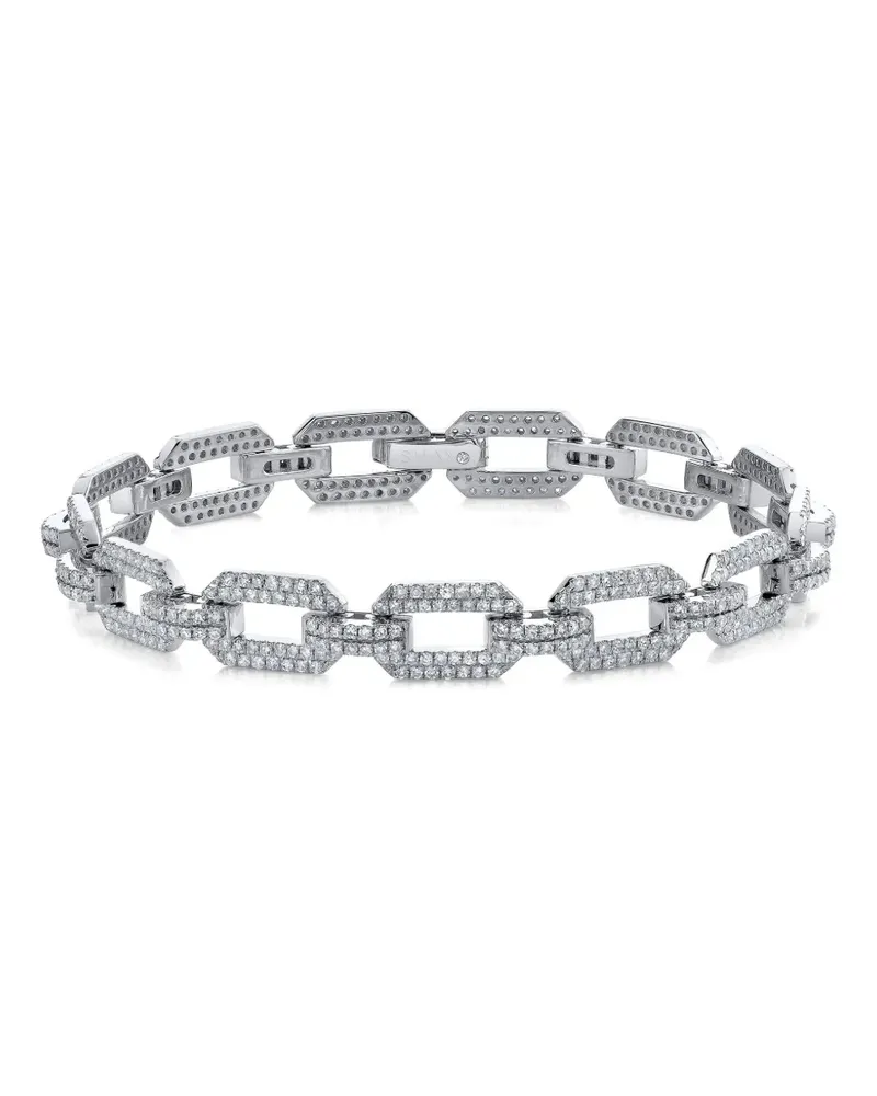 SHAY 18kt Flat Geo Link Weißgoldarmband mit Diamant - Silber Silber