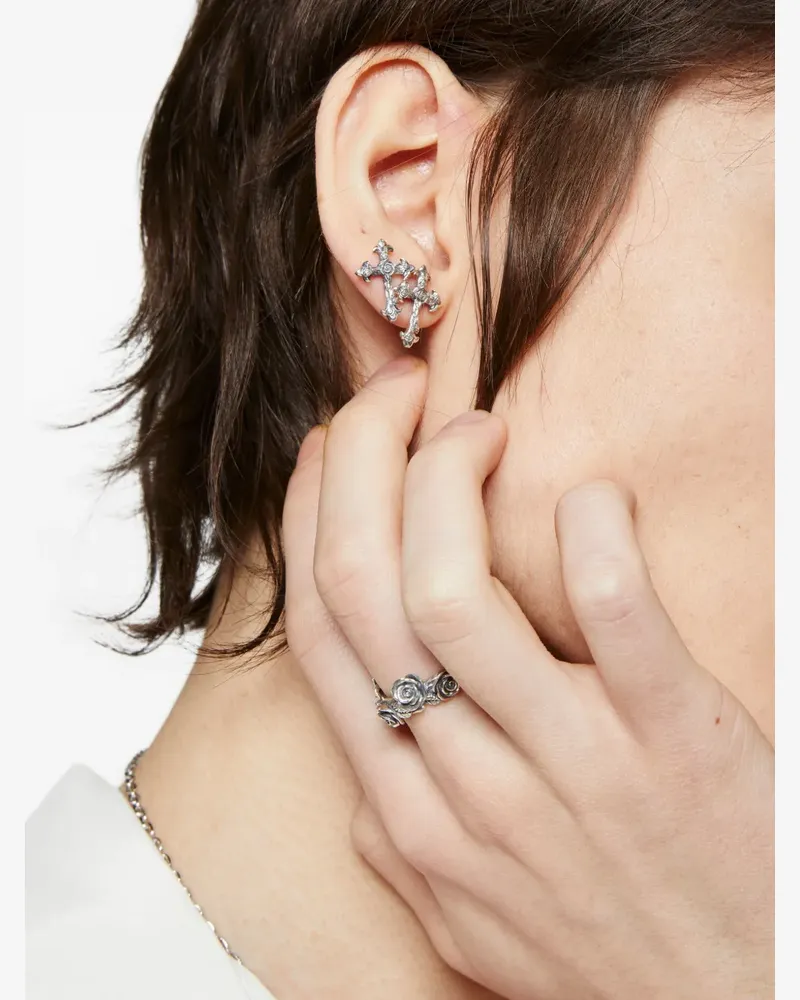Emanuele Bicocchi Rose Cross stud earrings - Silber Silber