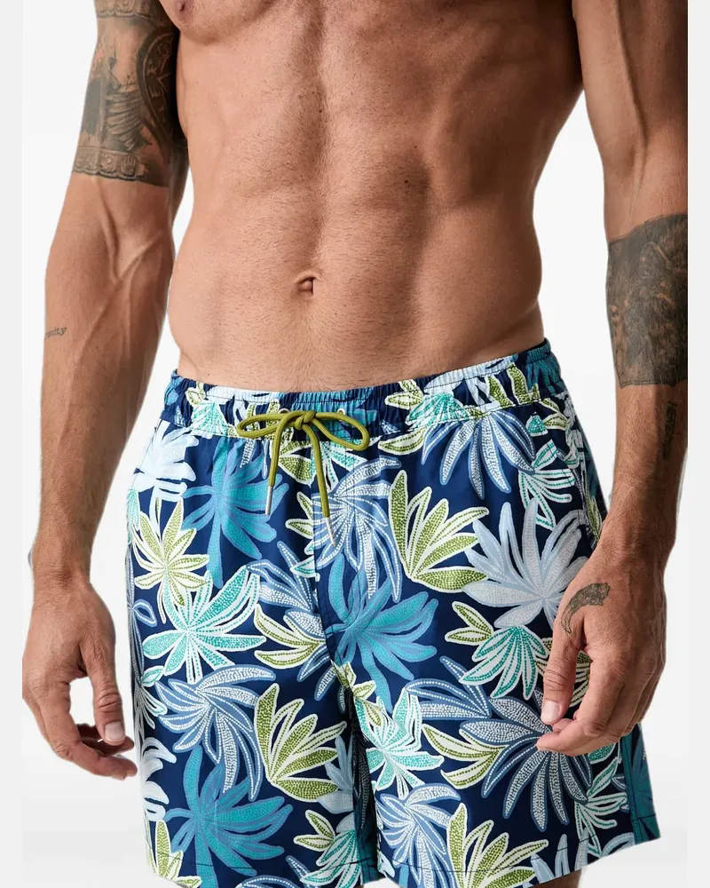 Marc O'Polo leaf-print drawstring swim shorts - Blau Blau