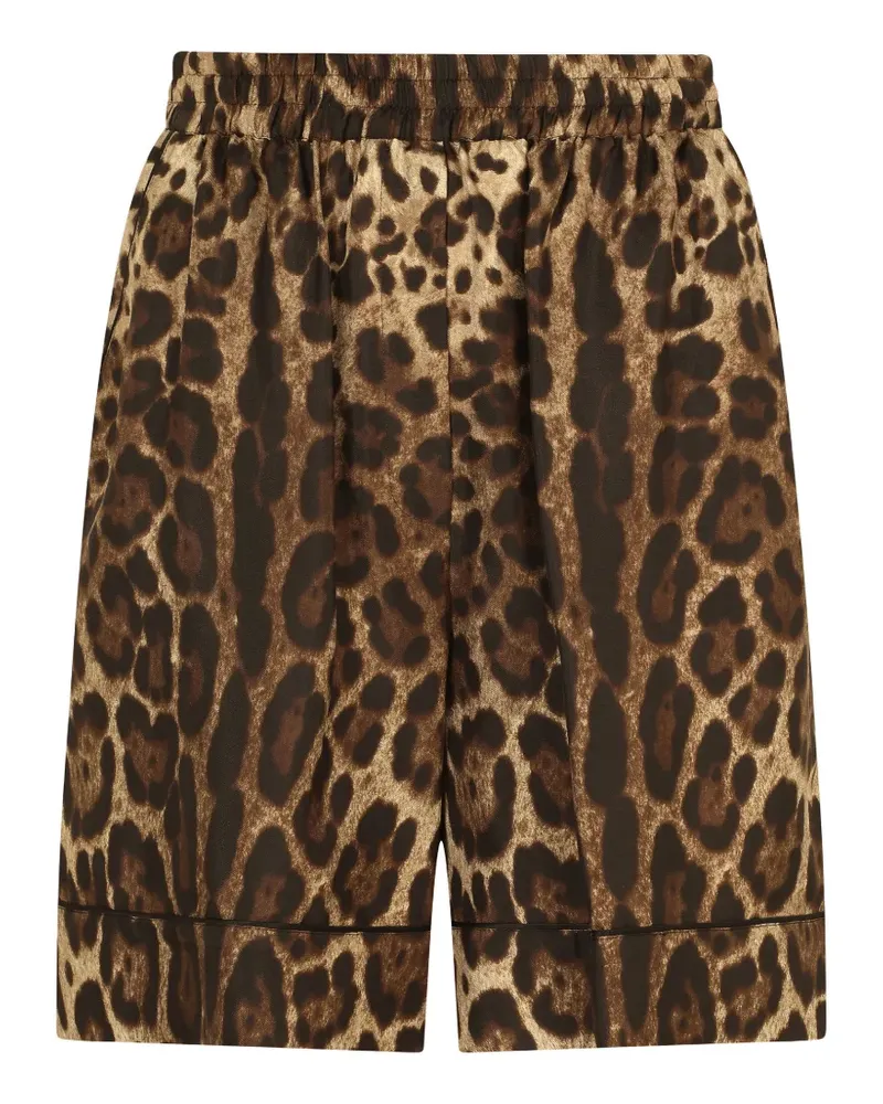 Dolce & Gabbana Seidenshorts mit Leoparden-Print - Braun Braun