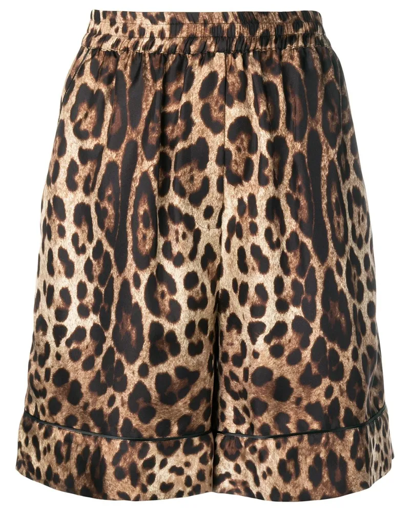 Dolce & Gabbana Shorts mit Leo-Print - Braun Braun