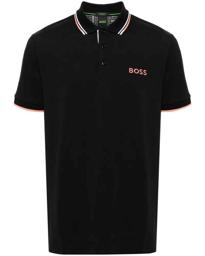 HUGO BOSS Pikee-Poloshirt mit Logo-Stickerei - Schwarz Schwarz