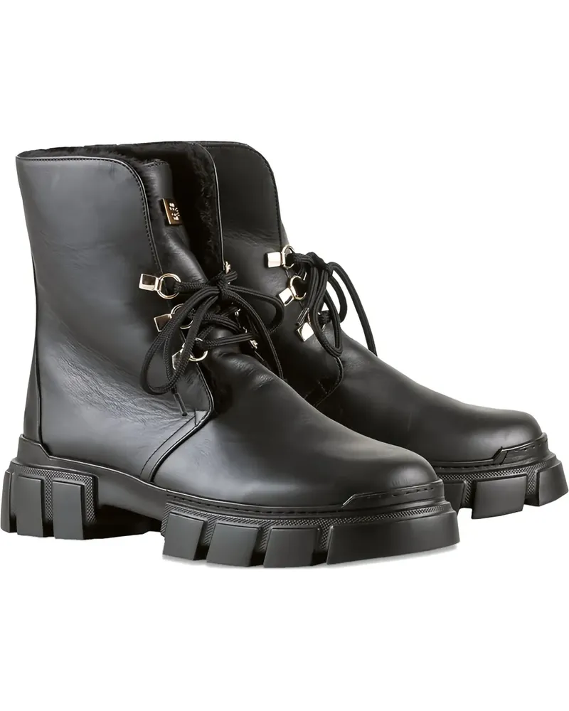 Högl Winter Schnürstiefel mit dicker Sohle - Schwarz Schwarz